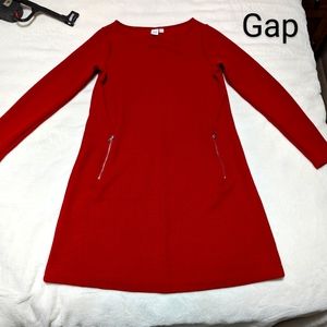 - Gap Red sweater dress with 2 Zippered pockets. Long sleeves
